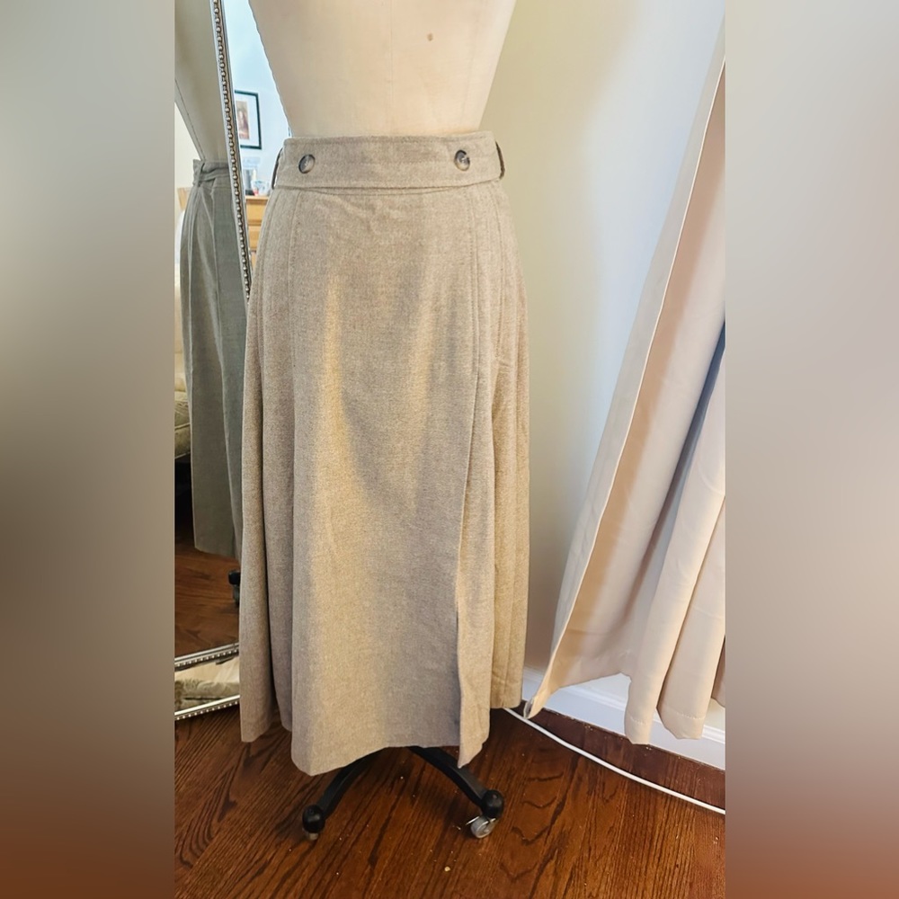 Zara size medium long wool pleated skirt with front slit